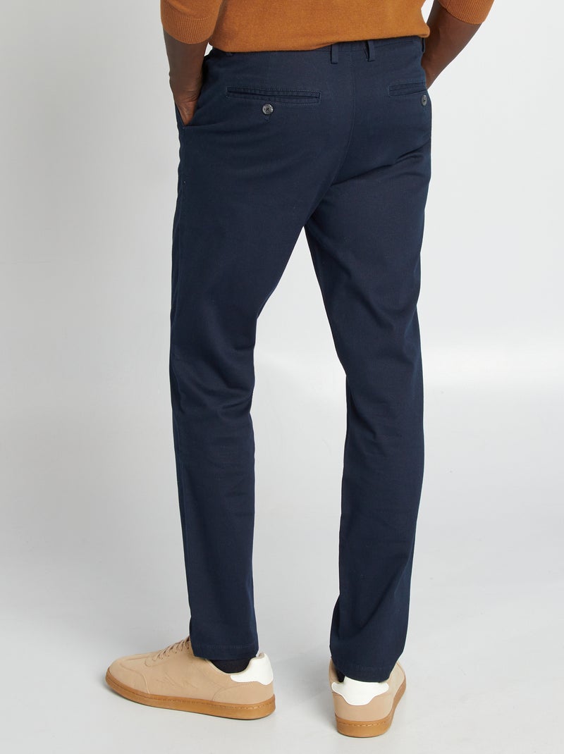 Chino en twill coupe slim Bleu marine - Kiabi