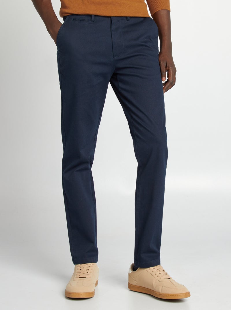 Chino en twill coupe slim Bleu marine - Kiabi