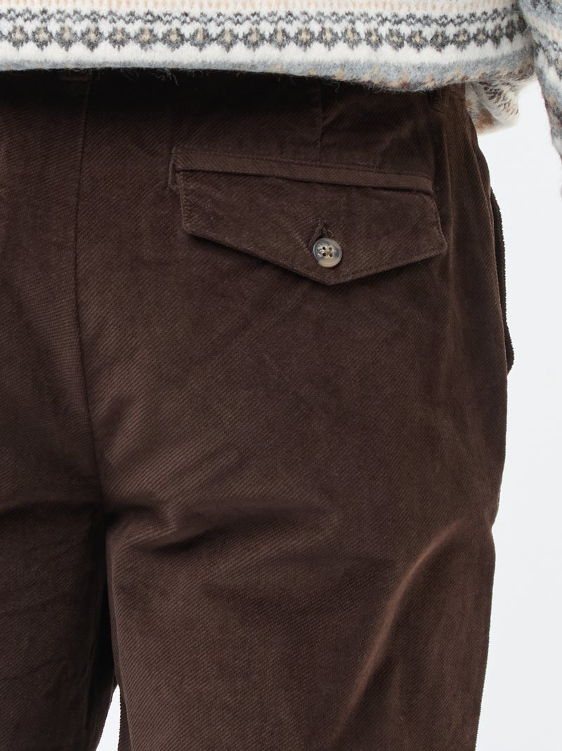 Chino en velours taille standard Marron - Kiabi