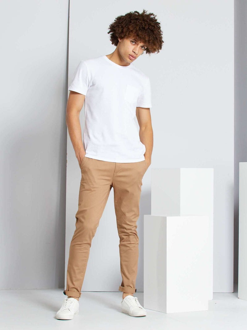 Chino skinny stretch - L32 beige foncé - Kiabi