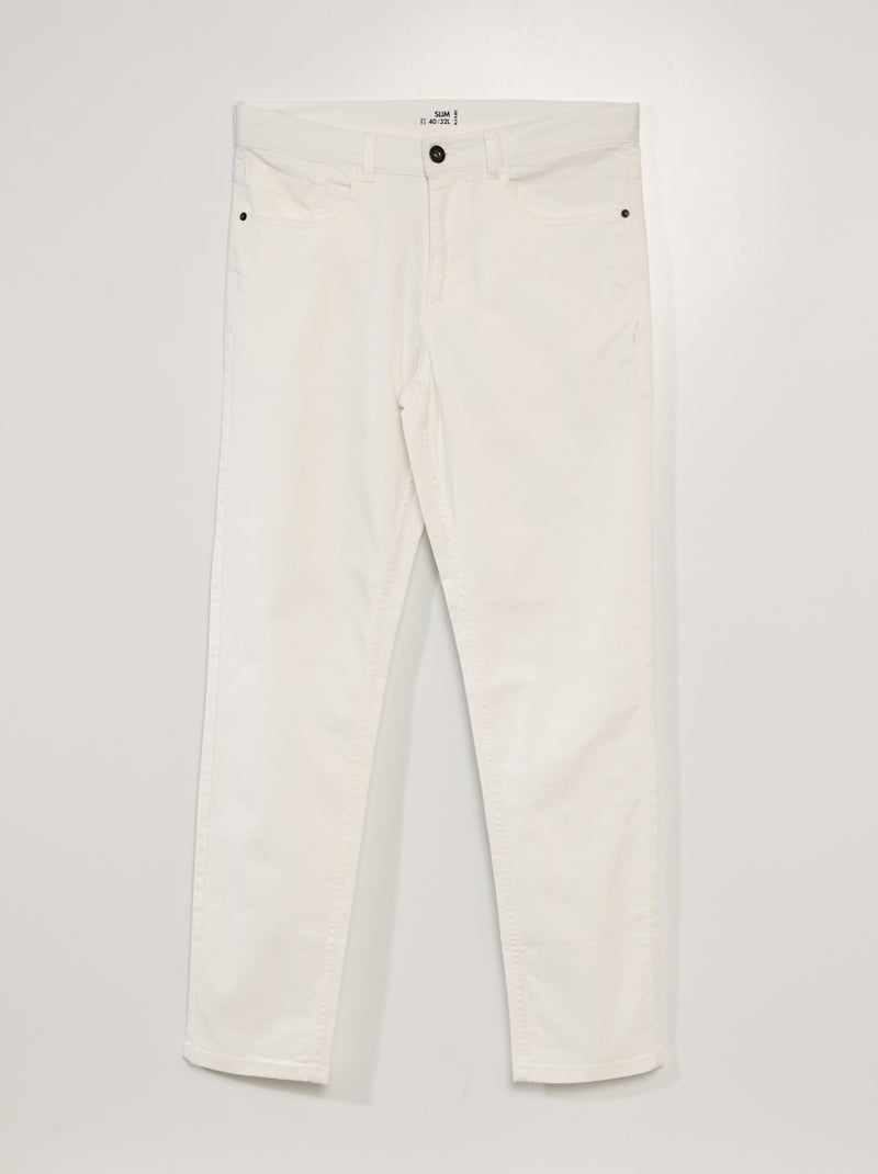 Chino slim 5 poches - L32 blanc - Kiabi