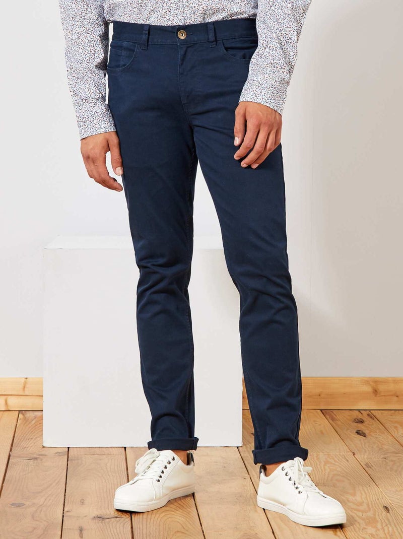 Chino slim 5 poches - L32 bleu marine - Kiabi