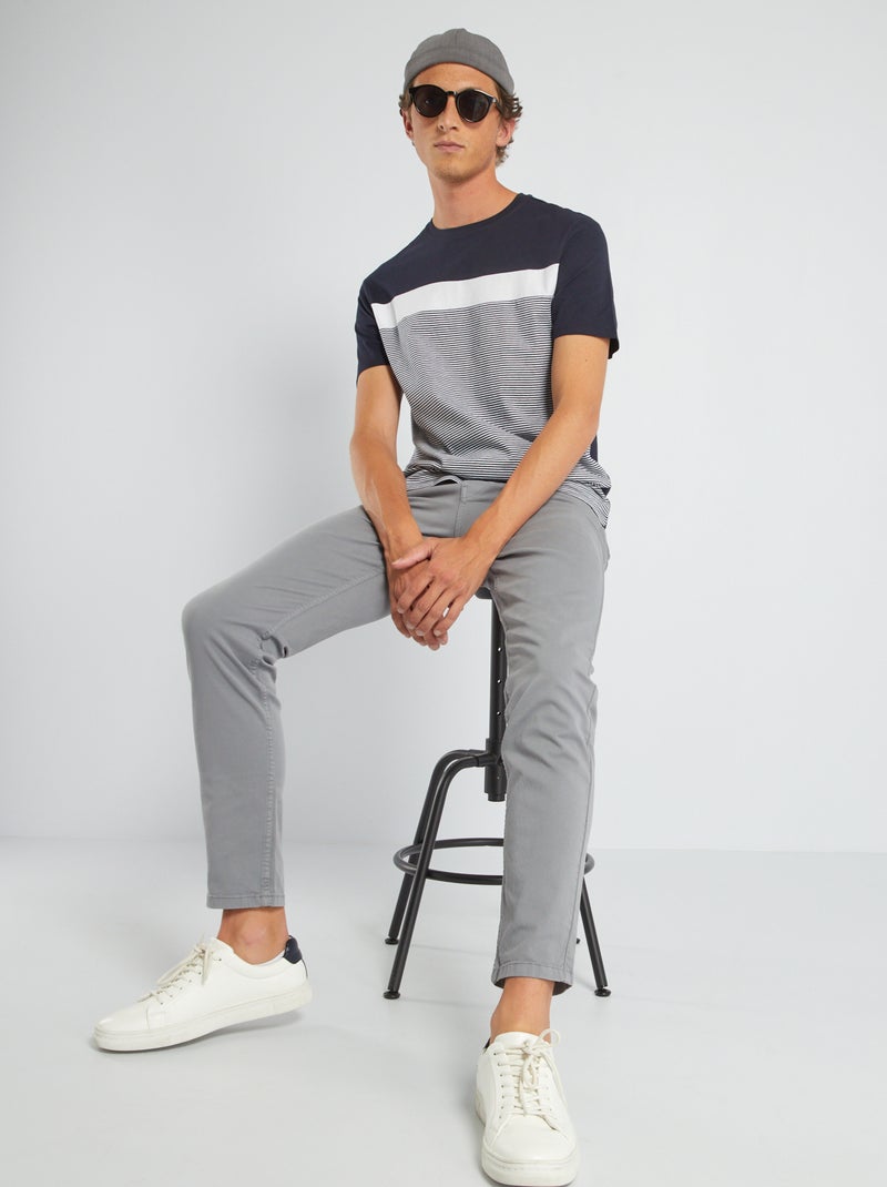 Chino slim 5 poches - L32 Gris - Kiabi