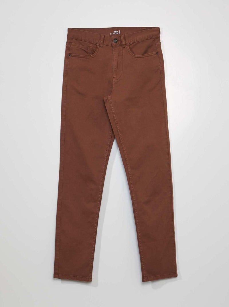 Chino slim 5 poches - L32 Marron - Kiabi