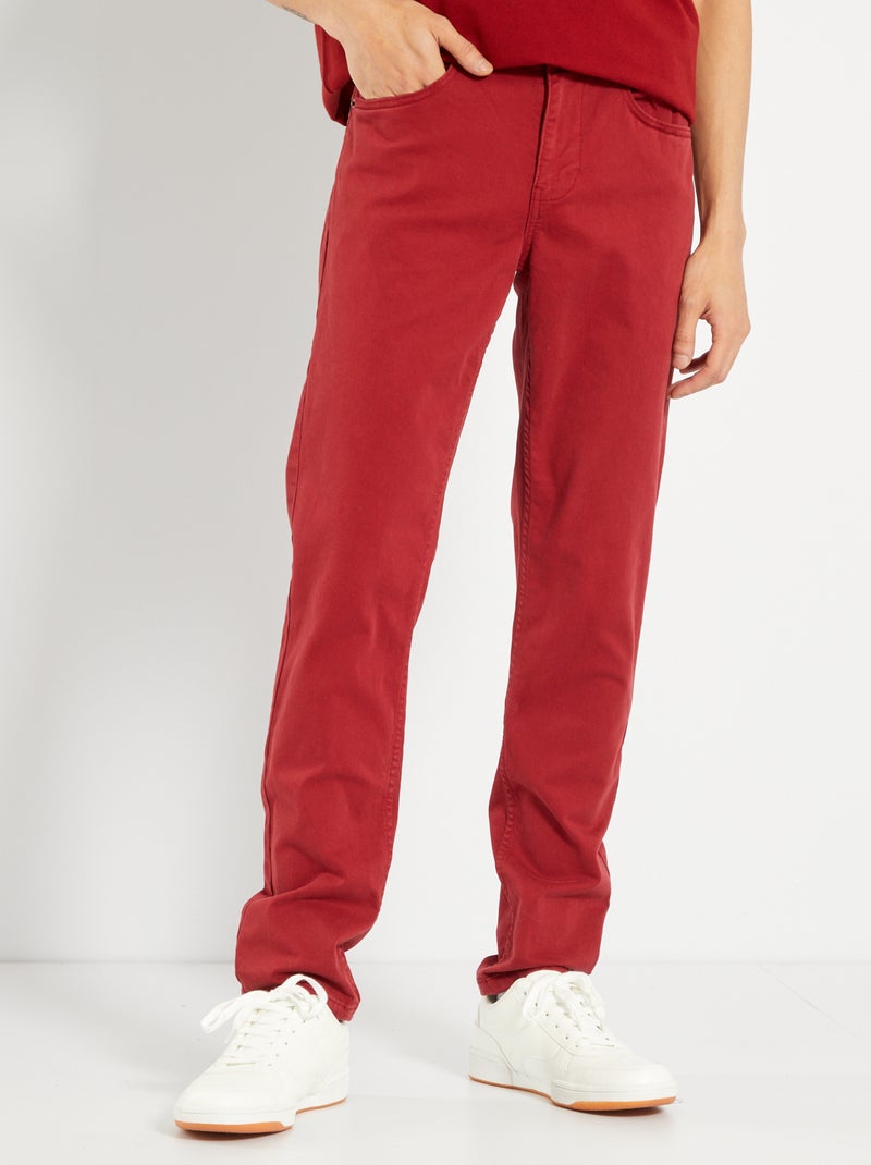 Chino slim 5 poches - L32 rouge foncé - Kiabi