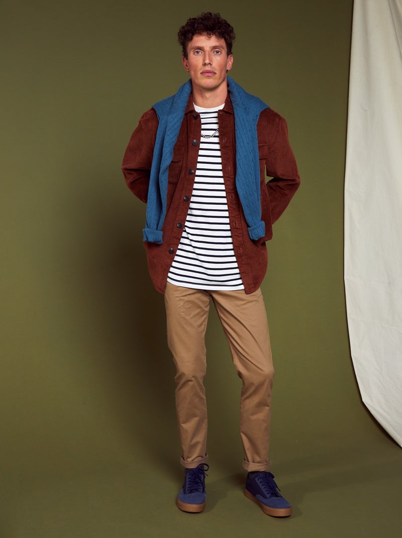 Chino slim avec ceinture - L32 Beige - Kiabi