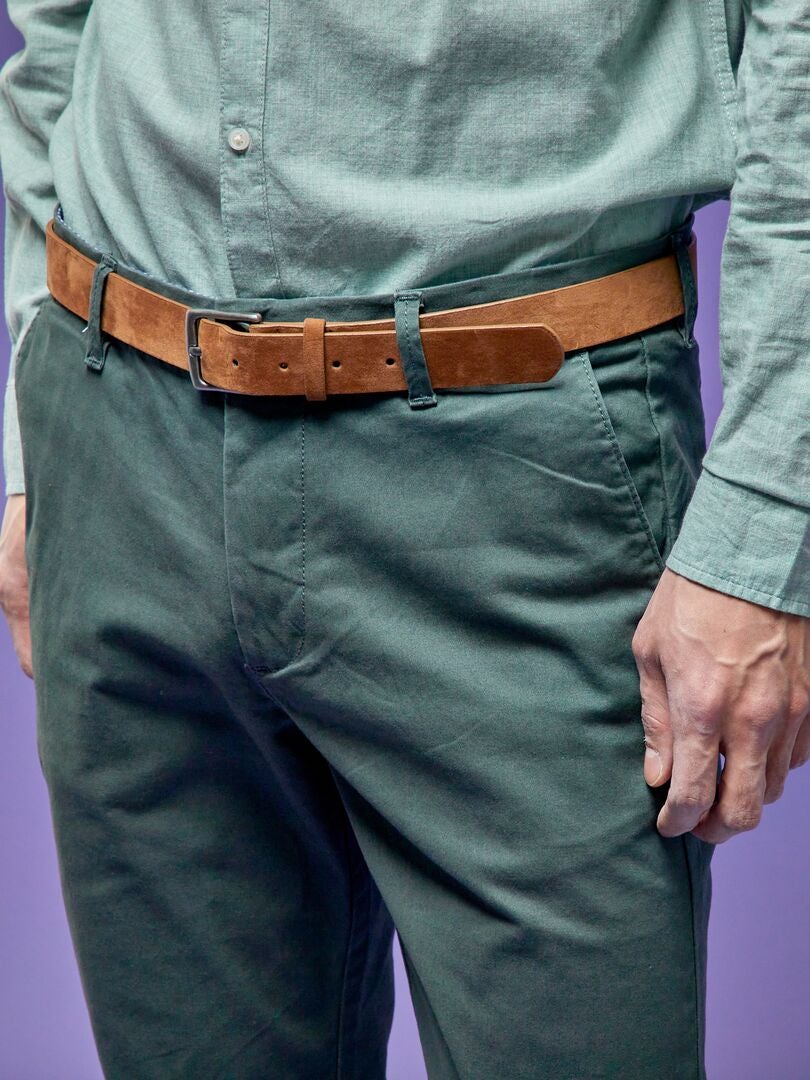 Chino slim avec ceinture - L32 gris foncé - Kiabi
