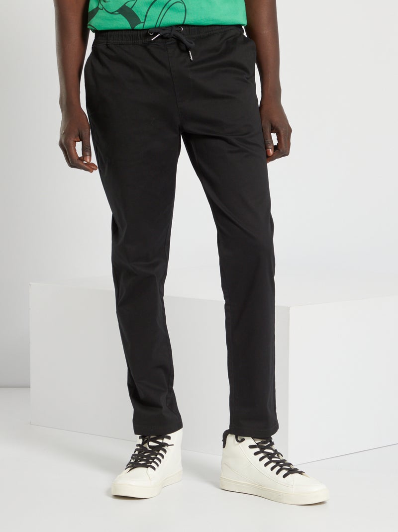 Chino slim coupe jogger noir - Kiabi