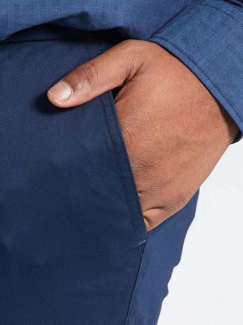 Chino slim en coton stretch - L30 Bleu marine - Kiabi