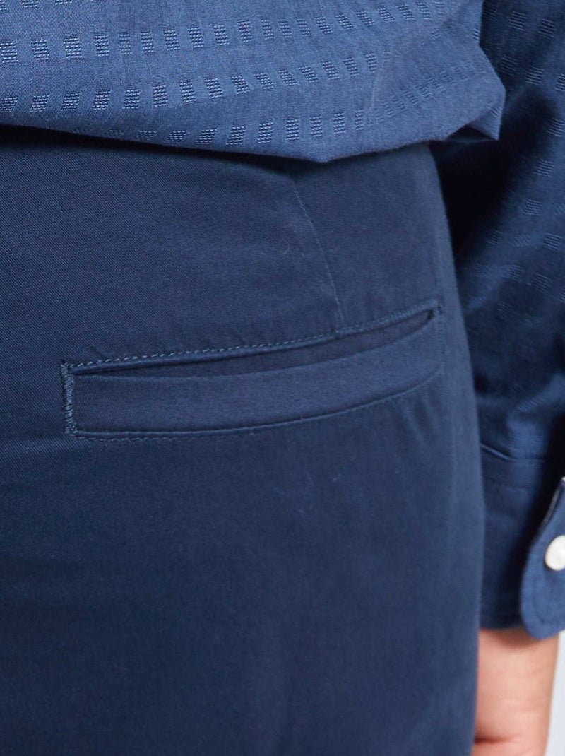 Chino slim en coton stretch - L30 Bleu marine - Kiabi