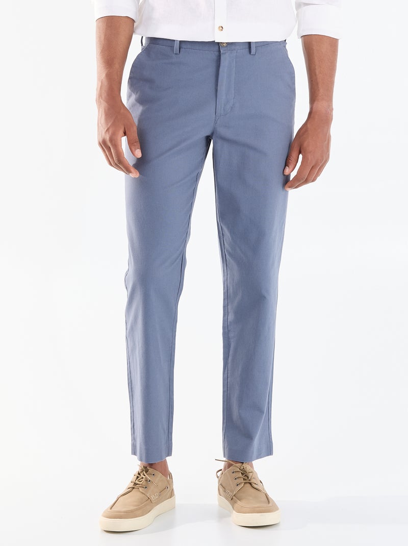Chino uni taille standard Bleu - Kiabi
