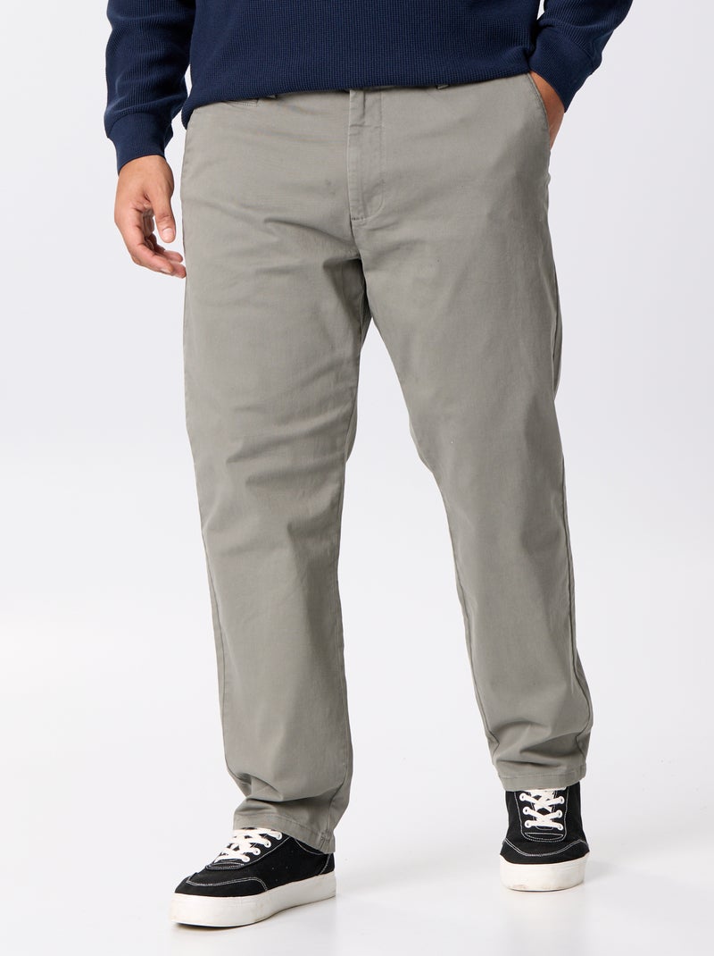 Chino uni taille standard Kaki - Kiabi