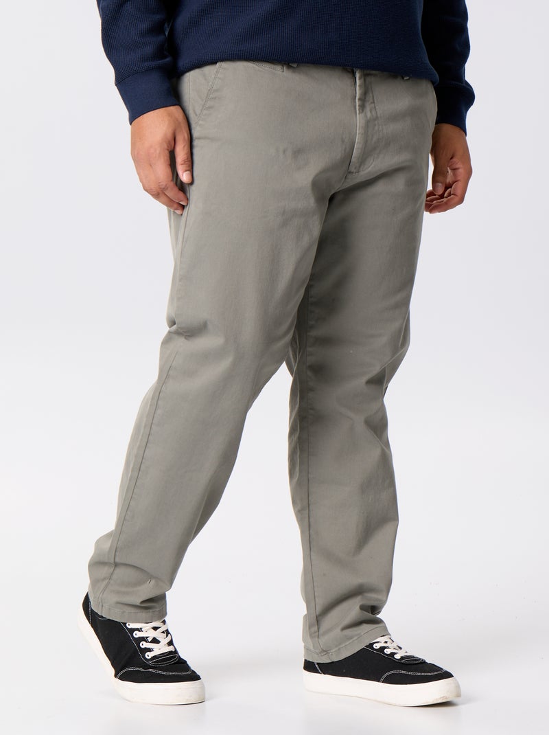 Chino uni taille standard Kaki - Kiabi