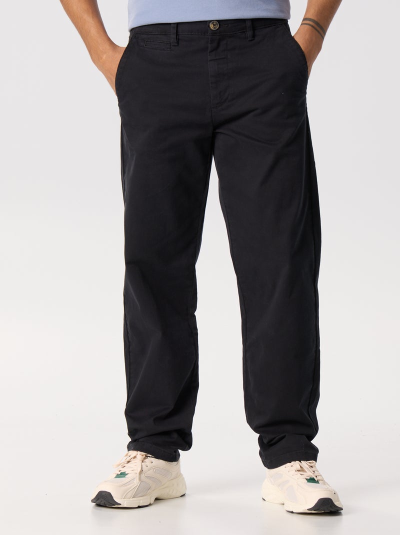 Chino uni taille standard Noir - Kiabi