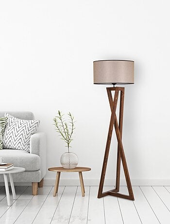 CHLOE - Lampadaire design bois et tissu
