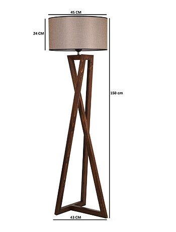 CHLOE - Lampadaire design bois et tissu