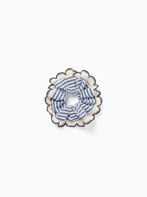 Chouchou à rayures avec bordure au crochet - Kiabi