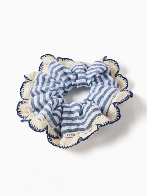 Chouchou à rayures avec bordure au crochet - Kiabi