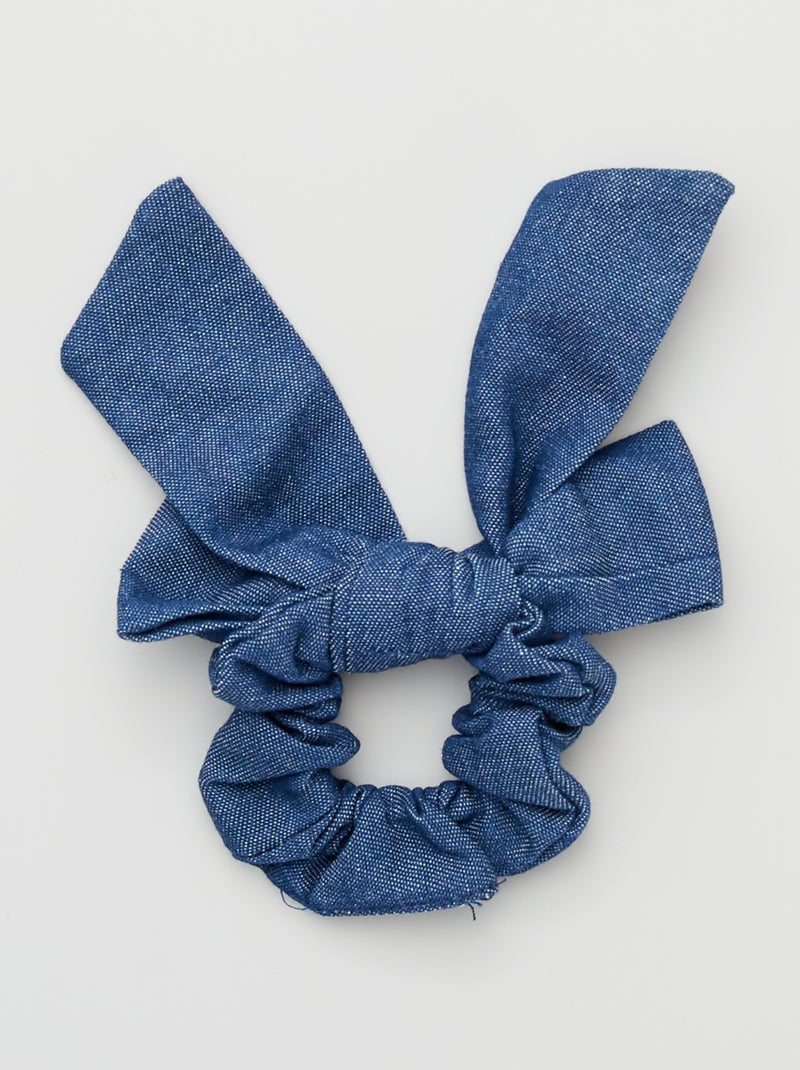 Chouchou avec long nœud bleu denim - Kiabi