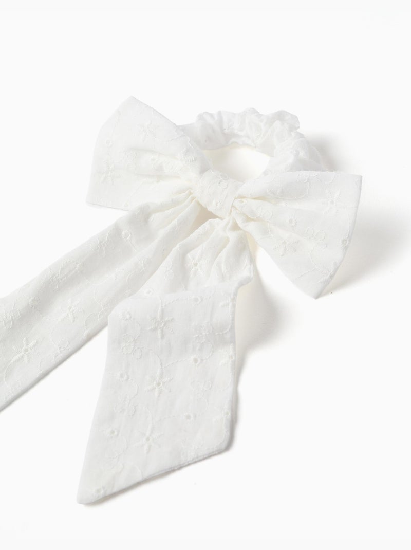 Chouchou avec nœud en broderie anglaise Beige clair - Kiabi