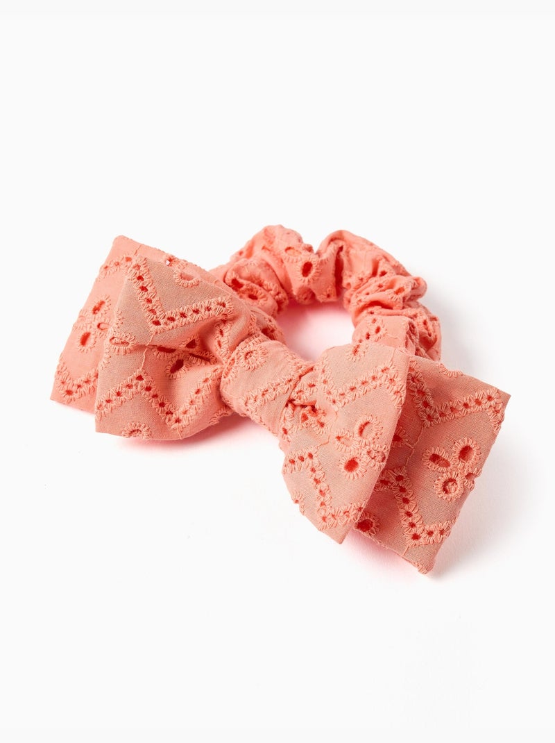 Chouchou avec nœud en broderie anglaise Orange clair - Kiabi