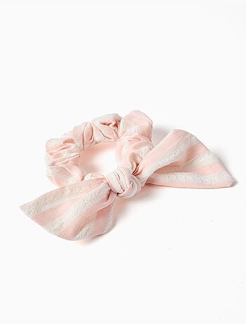 Chouchou avec nœud rayé