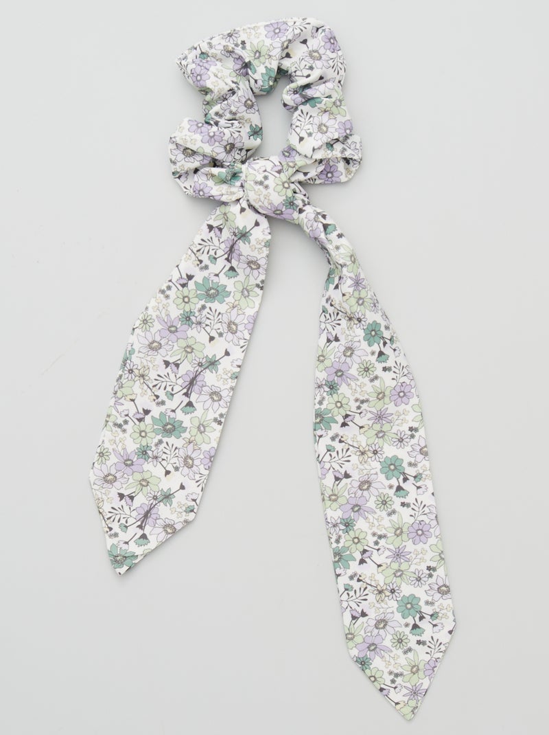 Chouchou avec rubans blanc 'fleurs' - Kiabi