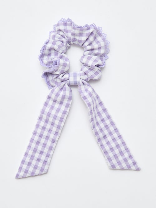 Chouchou carreaux vichy avec noeud long - Kiabi