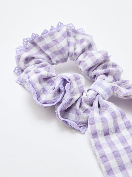 Chouchou carreaux vichy avec noeud long - Kiabi