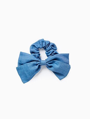 Chouchou en denim avec Nœud