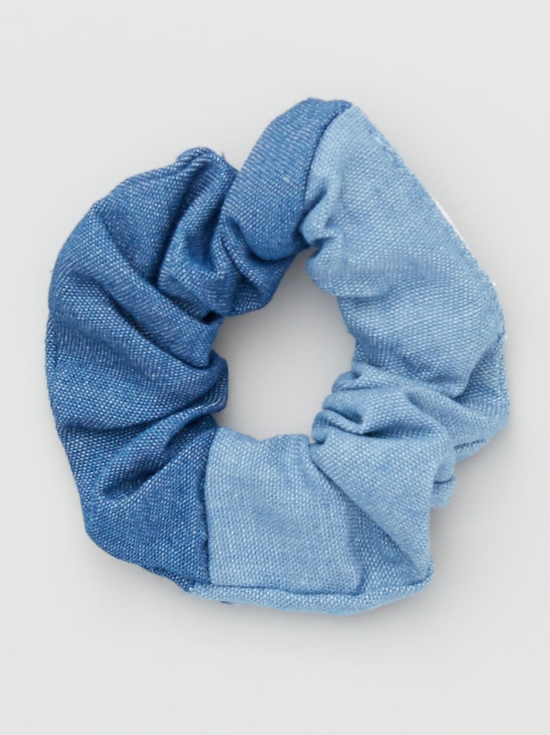Chouchou en tissu bleu denim - Kiabi