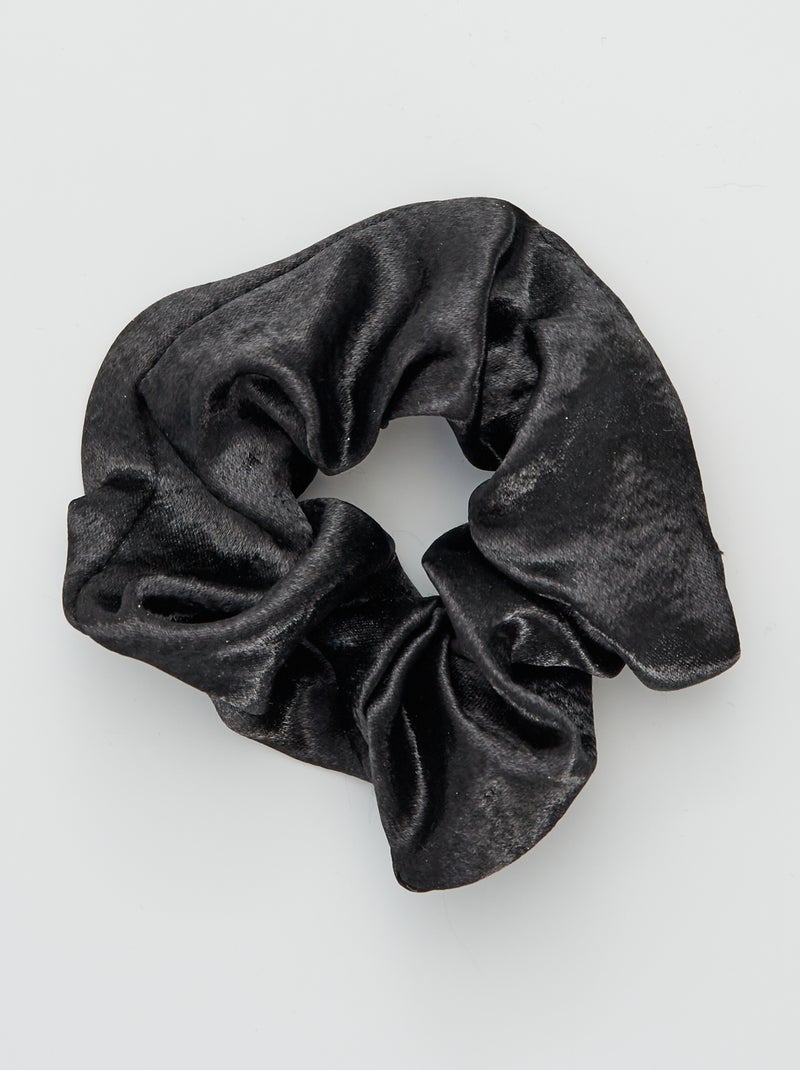 Chouchou en tissu brillant noir - Kiabi