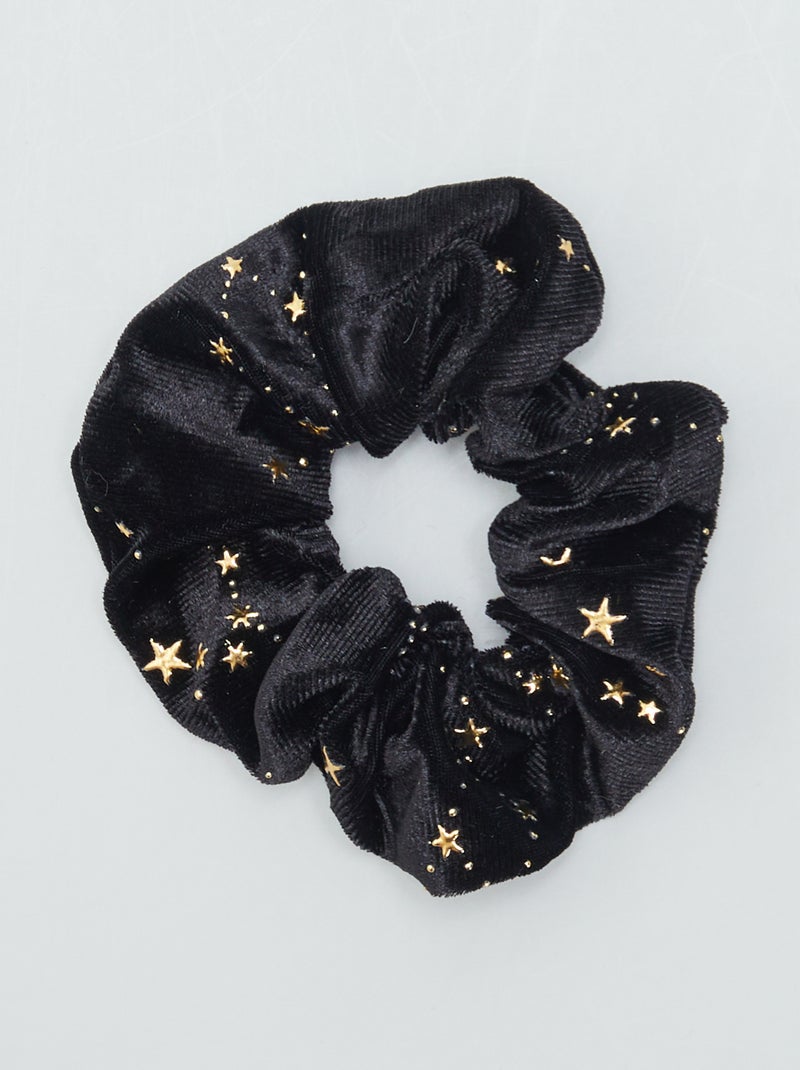 Chouchou en velours fantaisie Noir - Kiabi
