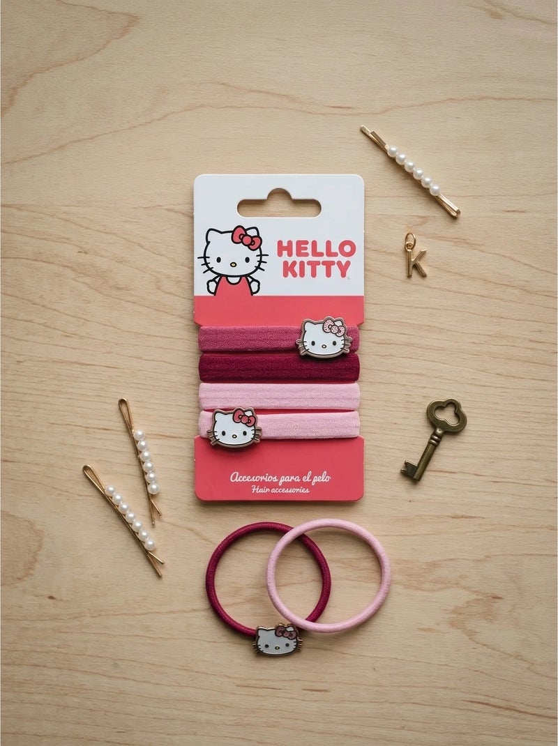 Chouchous x4 élastiques doux pour cheveux hello kitty Rose - Kiabi