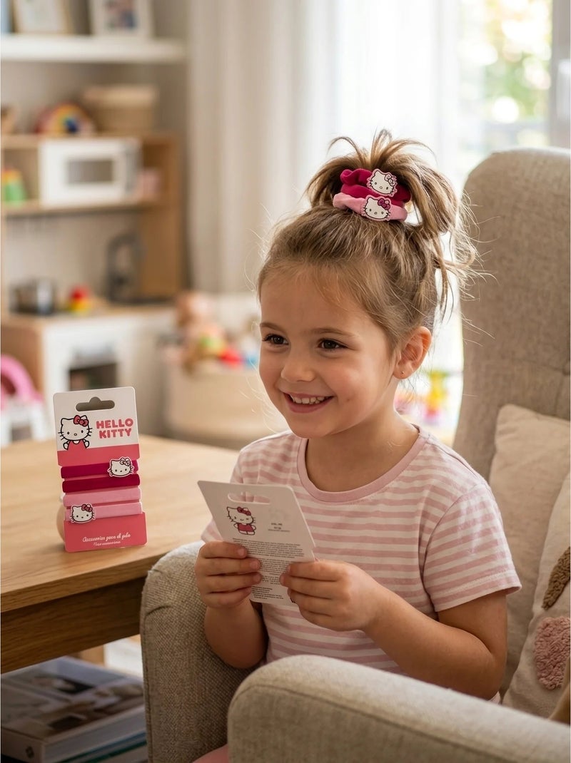 Chouchous x4 élastiques doux pour cheveux hello kitty Rose - Kiabi