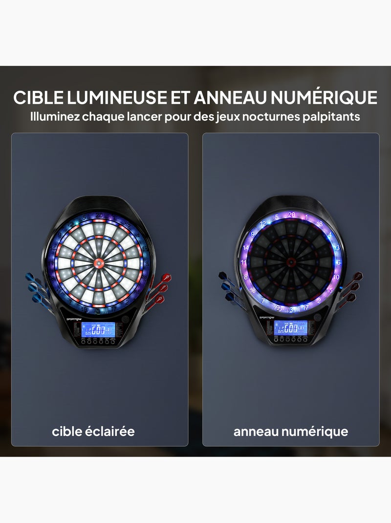 Cible jeu de fléchettes électronique 34 jeux grand écran led Noir - Kiabi