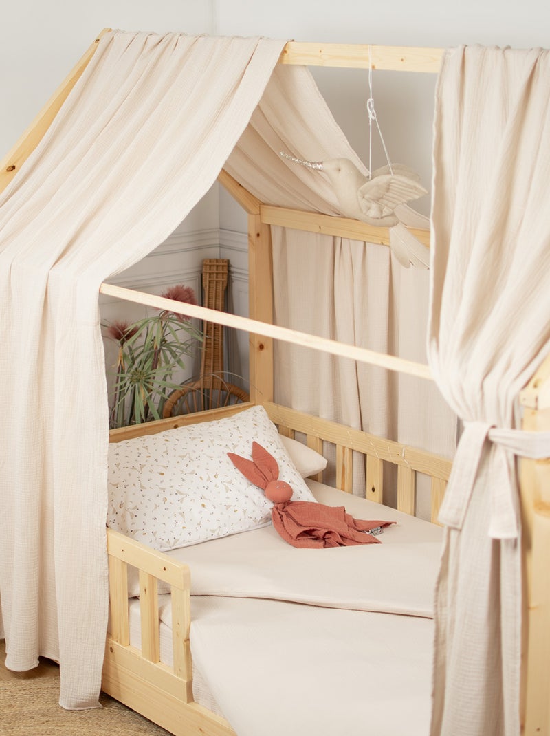 Ciel de lit cabane en gaze de coton duo 330 cm Beige - Kiabi