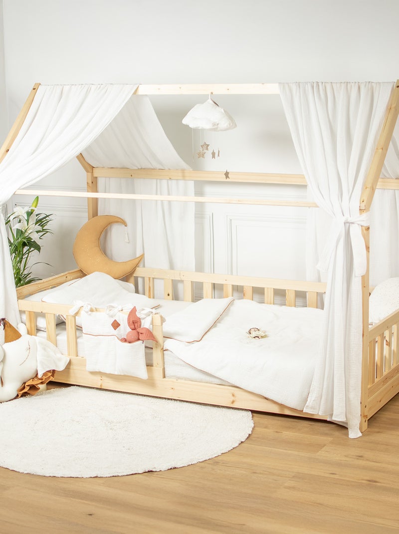 Ciel de lit cabane en gaze de coton duo 330 cm Blanc - Kiabi