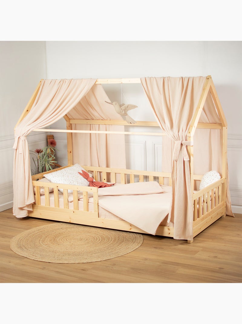 Ciel de lit cabane en gaze de coton duo 330 cm Orange clair - Kiabi