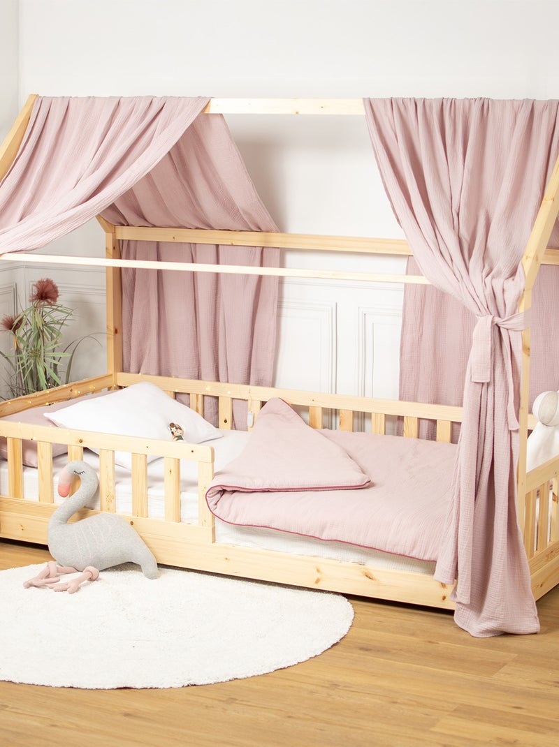 Ciel de lit cabane en gaze de coton duo 330 cm Rose - Kiabi