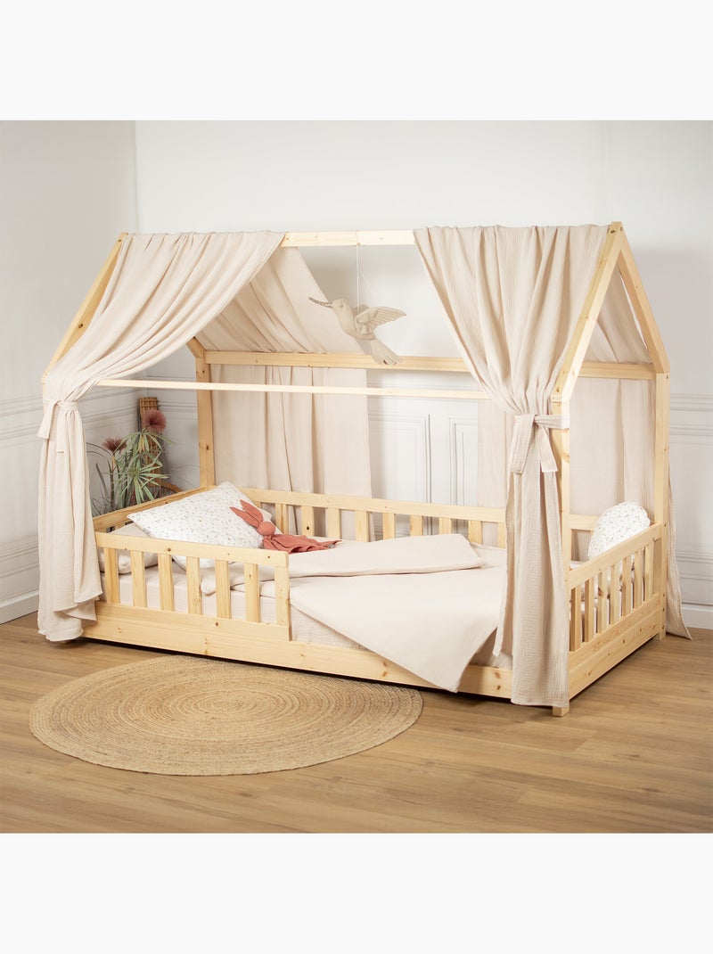 Ciel de lit cabane en gaze de coton duo 360 cm Beige - Kiabi