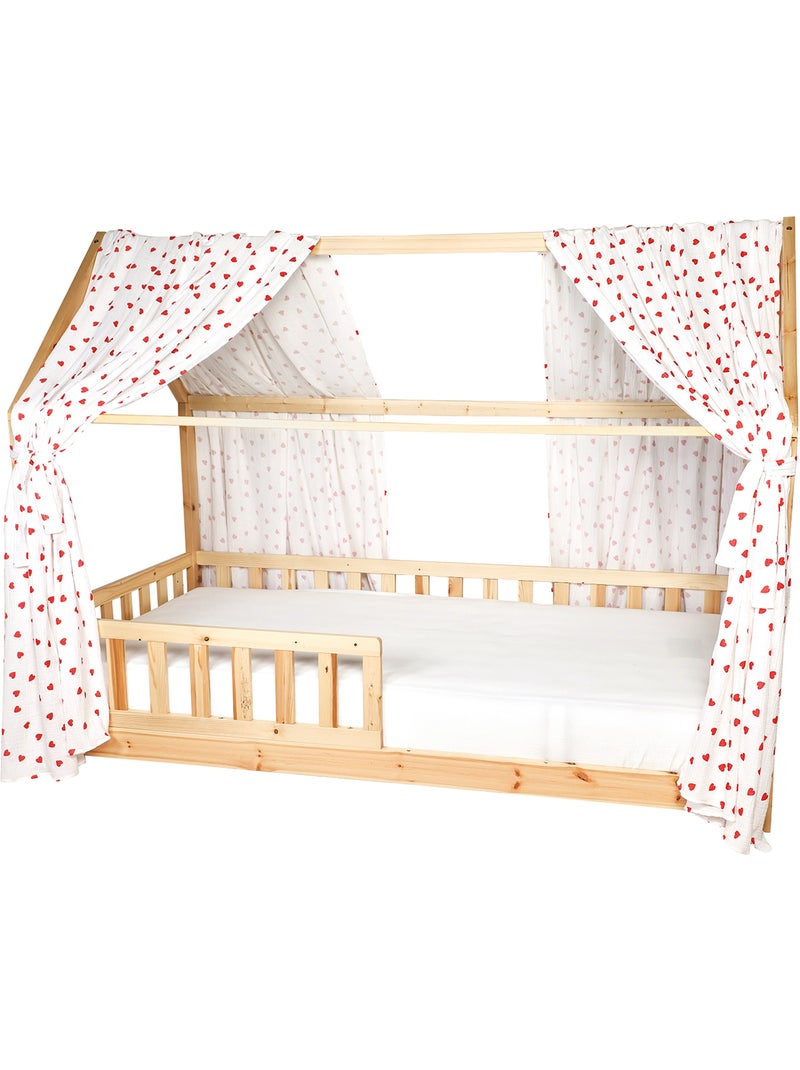 Ciel de lit cabane en gaze de coton duo 360 cm Blanc Rouge Blanc - Kiabi