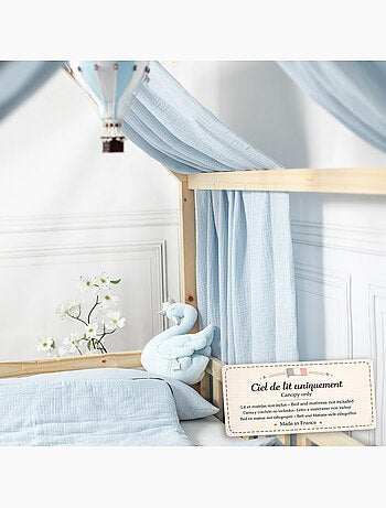 Ciel de lit cabane en gaze de coton duo 360 cm
