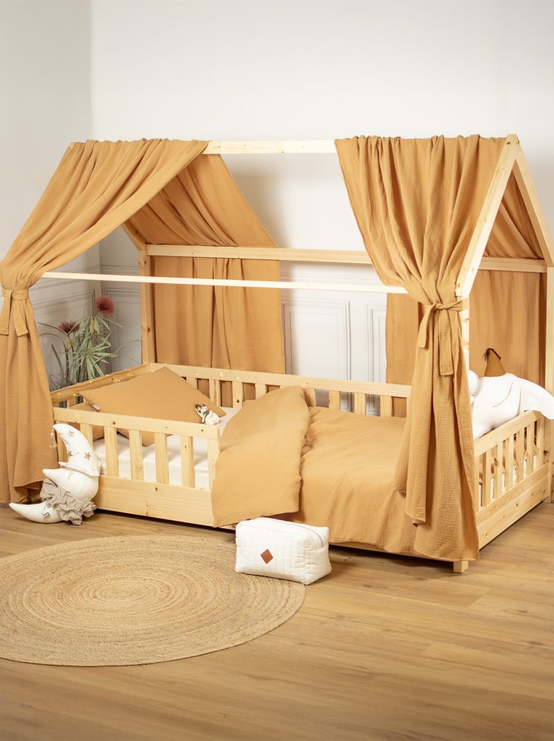 Ciel de lit cabane en gaze de coton duo 360 cm Marron clair - Kiabi