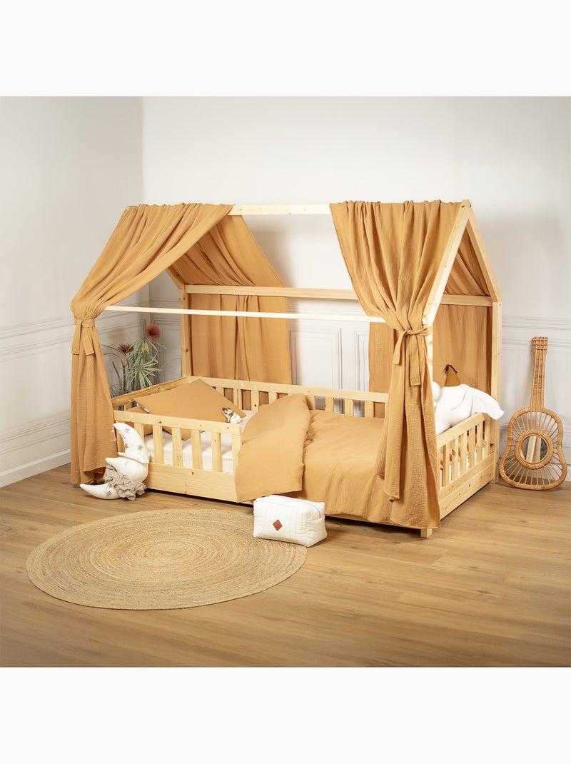 Ciel de lit cabane en gaze de coton duo 360 cm Marron clair - Kiabi