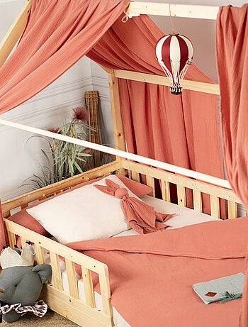 Ciel de lit cabane en gaze de coton duo 360 cm