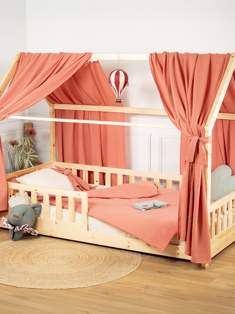Ciel de lit cabane en gaze de coton duo 360 cm Marron - Kiabi