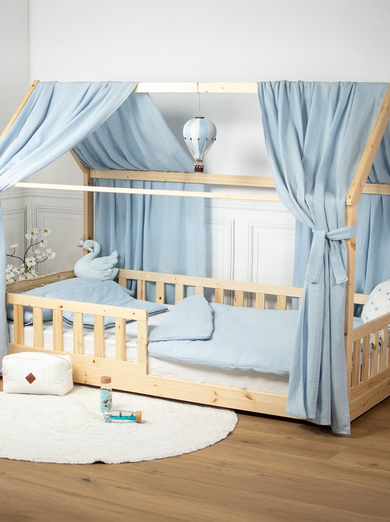 Ciel de lit cabane en gaze de coton duo 390 cm Bleu - Kiabi