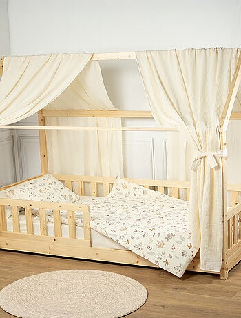Ciel de lit cabane en gaze de coton duo 390 cm