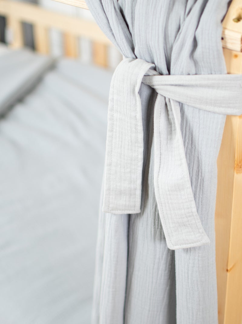 Ciel de lit cabane en gaze de coton duo 390 cm Gris - Kiabi